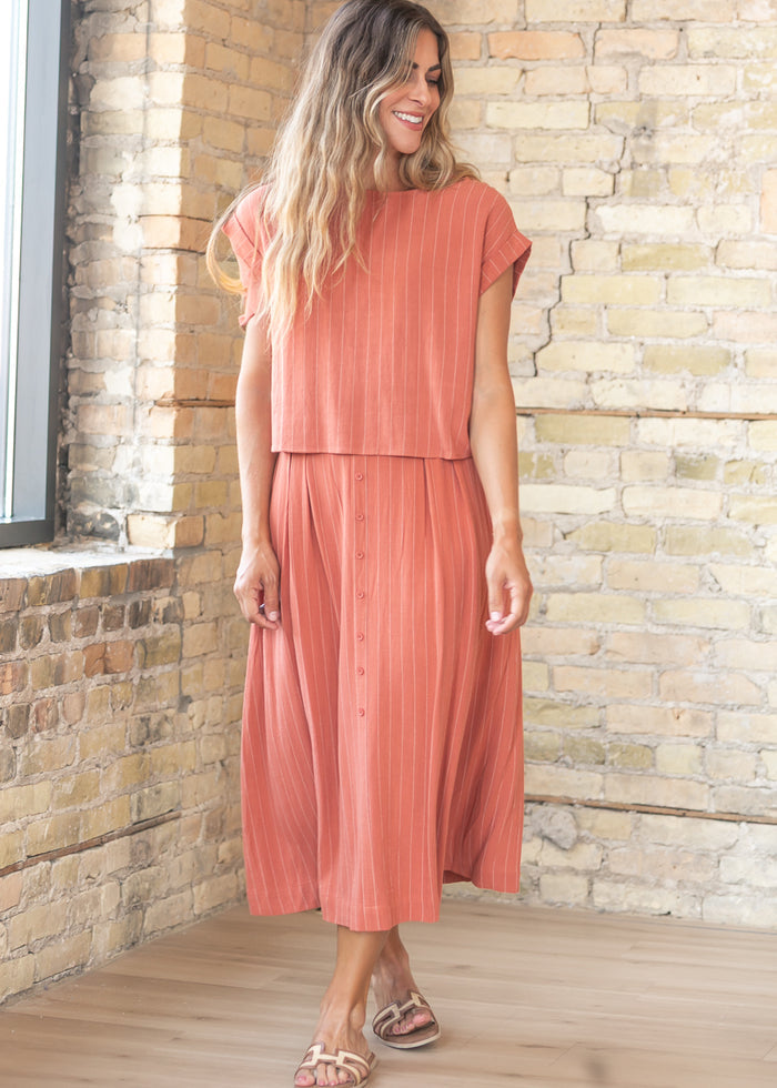 Sadie & Sage® Sugarloaf Striped Cuffed Top FF Tops