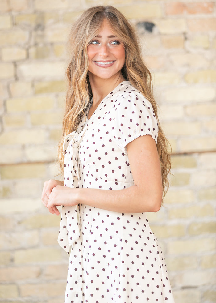 Sage the Label® Polka Dot V Neck Midi Dress FF Dresses