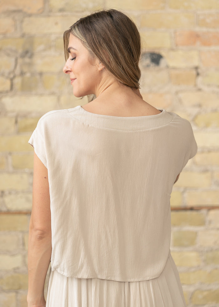 Sand Gauze Maxi Skirt & Top Set FF Tops
