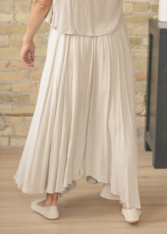 Sand Gauze Maxi Skirt & Top Set FF Tops