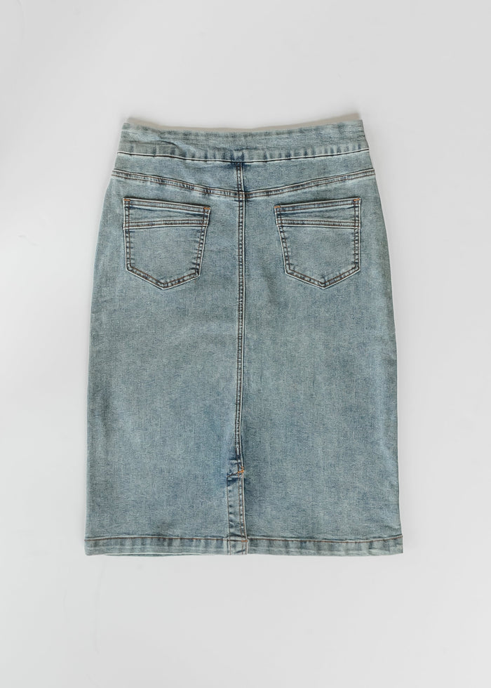 Sandra Classic Wash Midi Denim Skirt IC Skirts