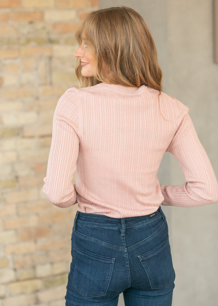 Scalloped Edge Peony Ribbed Sweater Top FF Tops