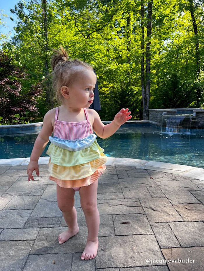 Seersucker Ruffle Swimsuit