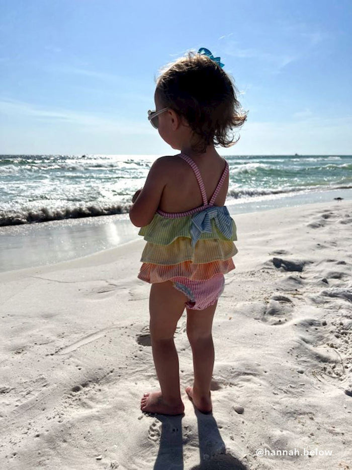 Seersucker Ruffle Swimsuit