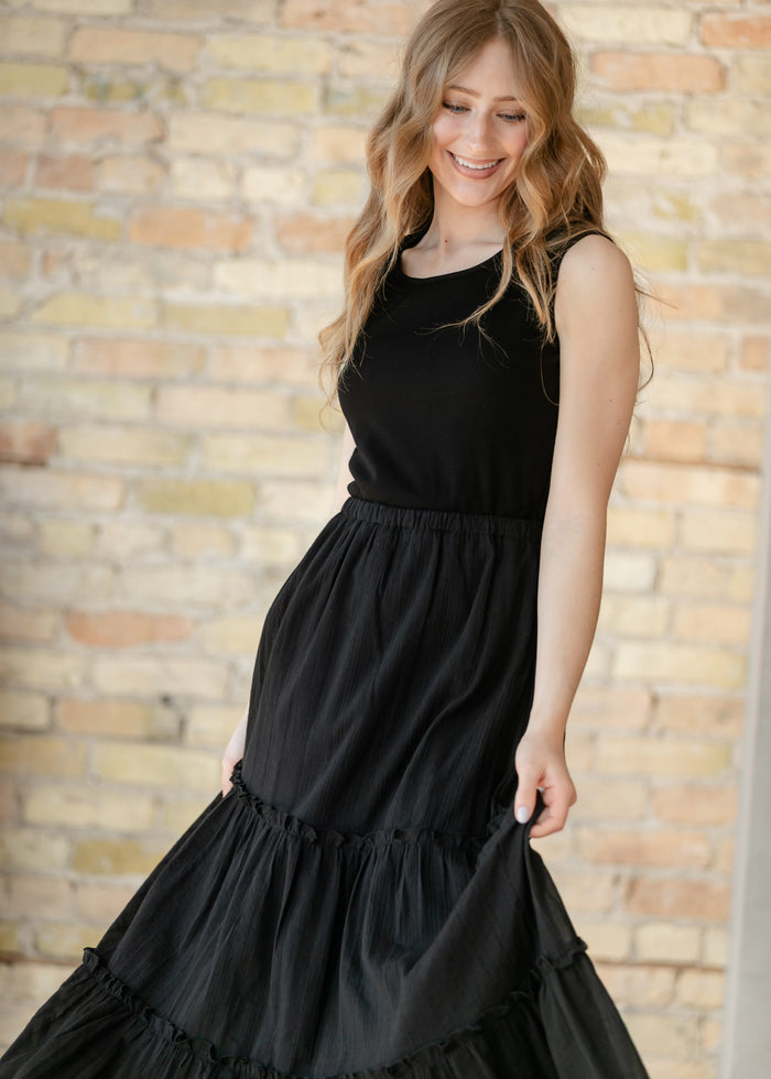 Serena Black Eyelet Sleeveless Maxi Dress IC Dresses