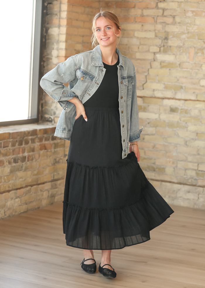 Serena Black Eyelet Sleeveless Maxi Dress IC Dresses