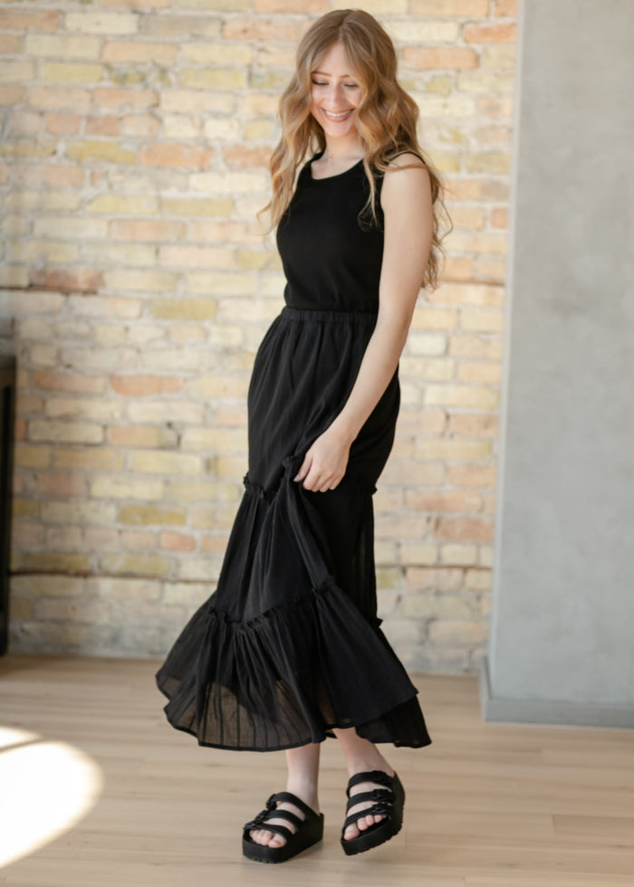 Serena Black Eyelet Sleeveless Maxi Dress IC Dresses