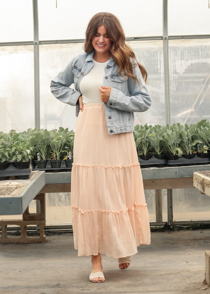 Serena Blush Pink Cotton Maxi Skirt IC Skirts