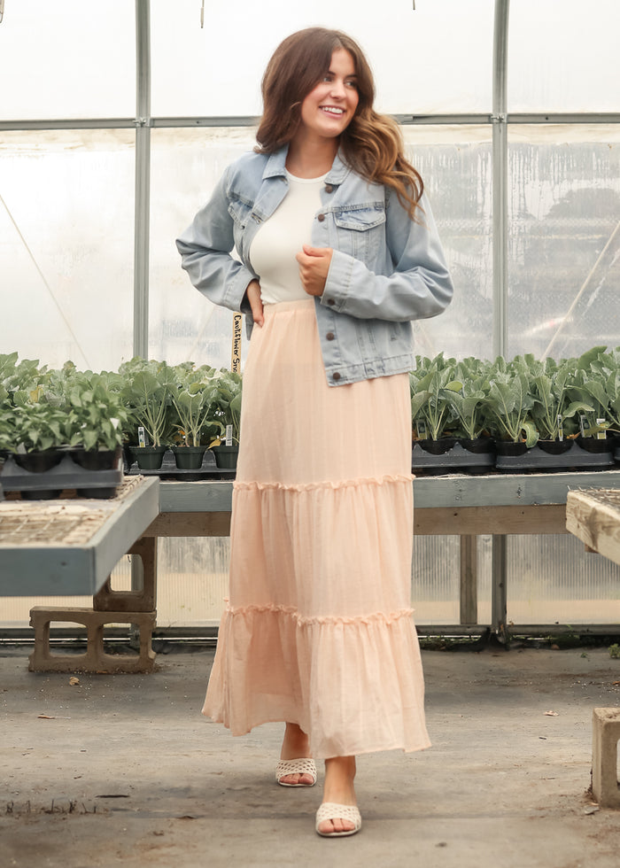 Serena Blush Pink Cotton Maxi Skirt IC Skirts