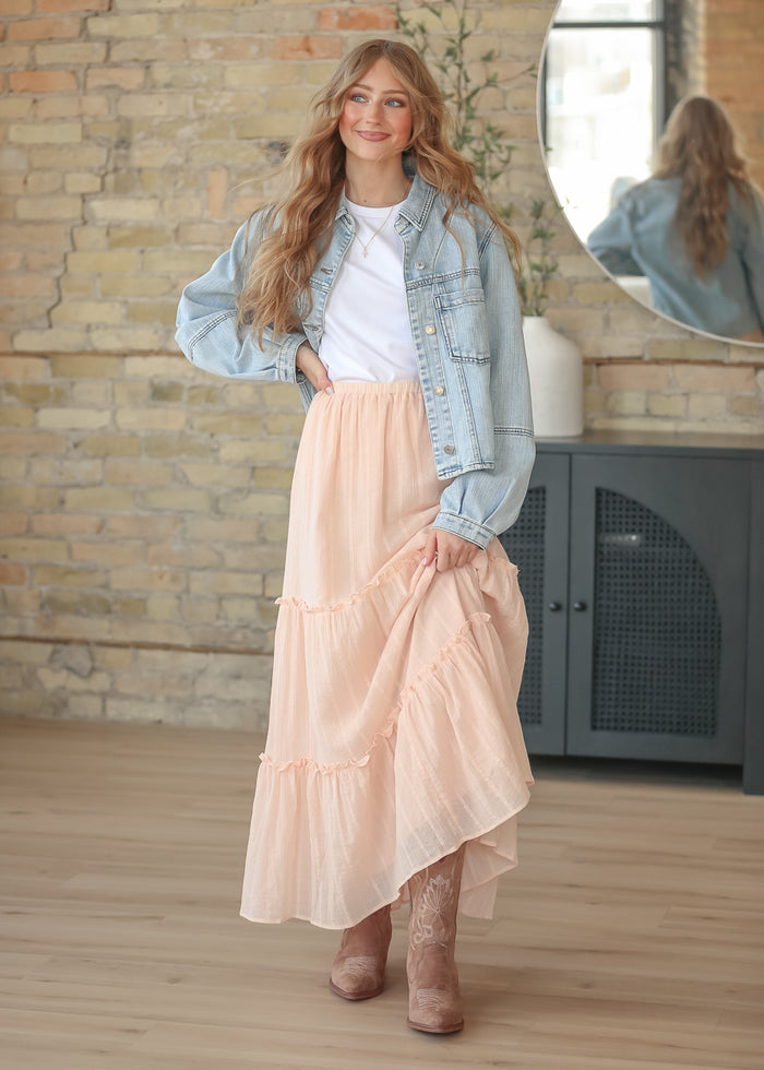Serena Blush Pink Cotton Maxi Skirt IC Skirts