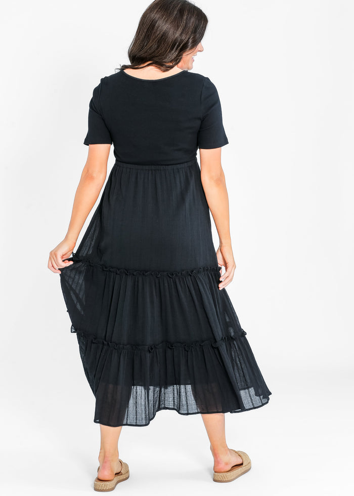 Serena Half Sleeve Ribbed Eyelet Maxi Dress IC Dresses