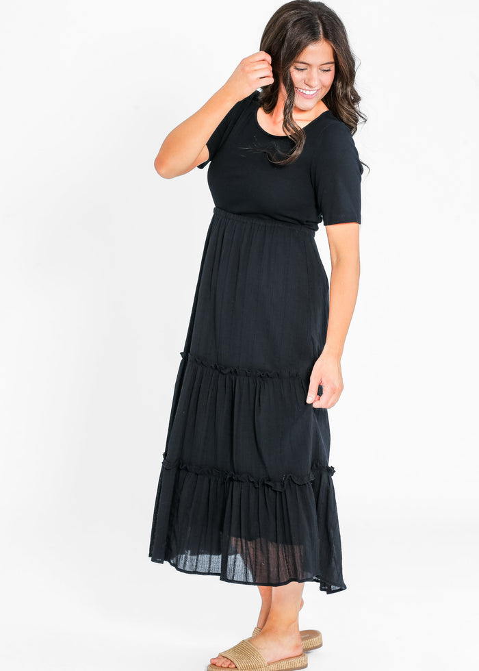Serena Half Sleeve Ribbed Eyelet Maxi Dress IC Dresses