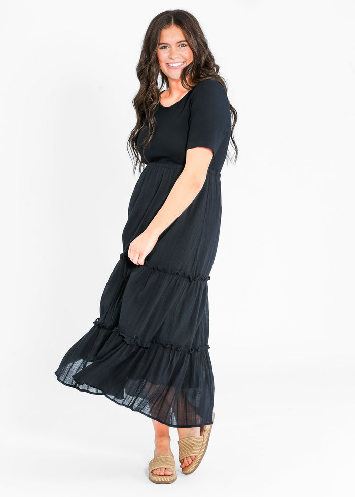 Serena Half Sleeve Ribbed Eyelet Maxi Dress IC Dresses