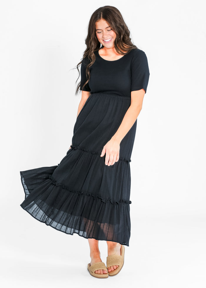 Serena Half Sleeve Ribbed Eyelet Maxi Dress IC Dresses