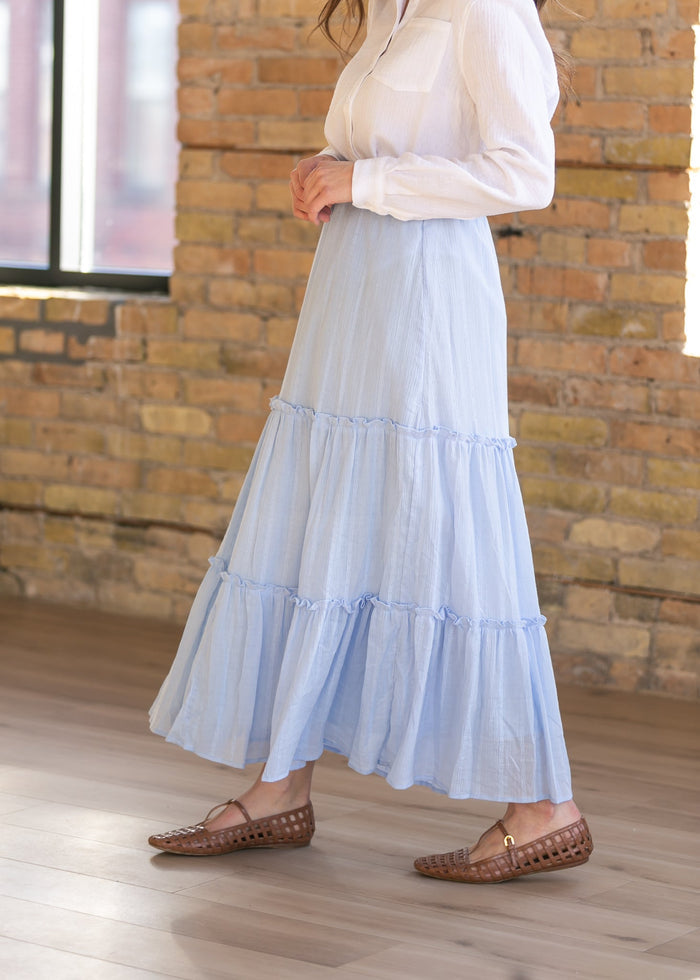 Serena Light Blue Cotton Maxi Skirt IC Skirts