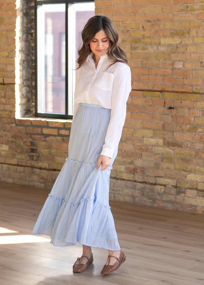 Serena Light Blue Cotton Maxi Skirt IC Skirts