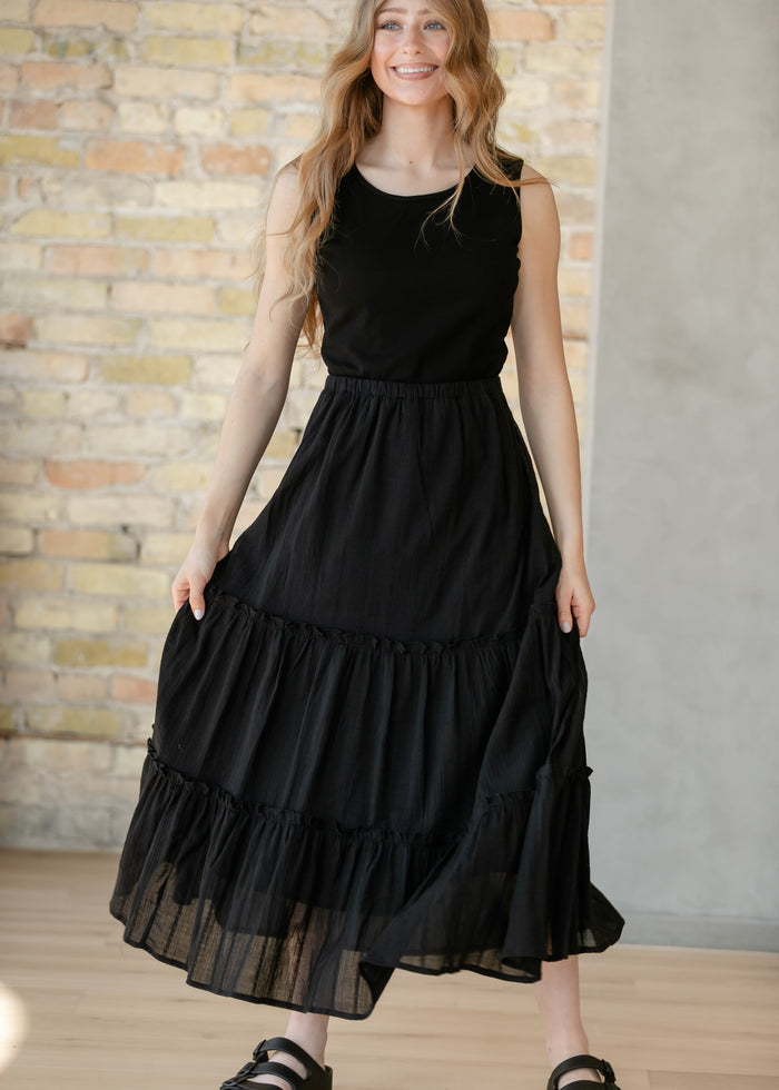 Serena Black Eyelet Sleeveless Maxi Dress IC Dresses