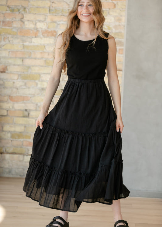 Serena Black Eyelet Sleeveless Maxi Dress IC Dresses
