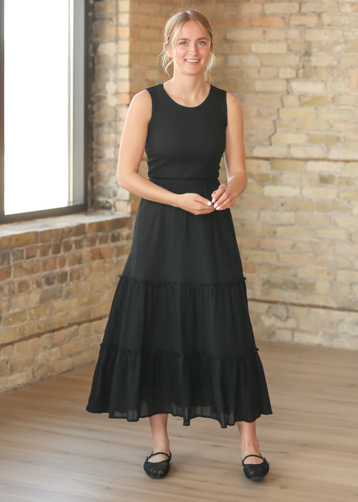 Serena Black Eyelet Sleeveless Maxi Dress IC Dresses XS