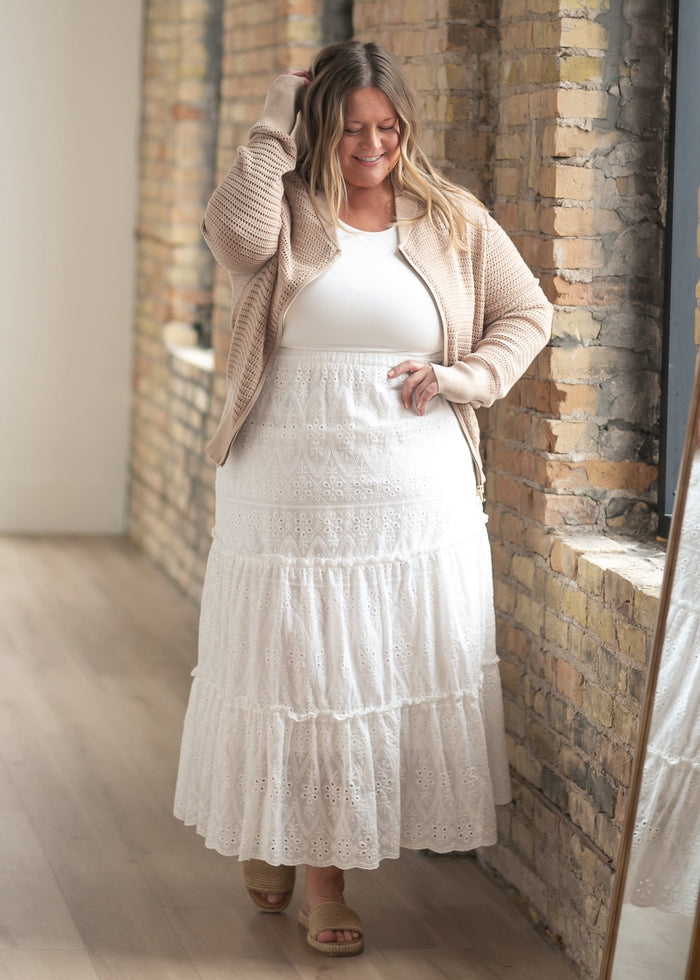 Serena White Eyelet Sleeveless Maxi Dress IC Dresses