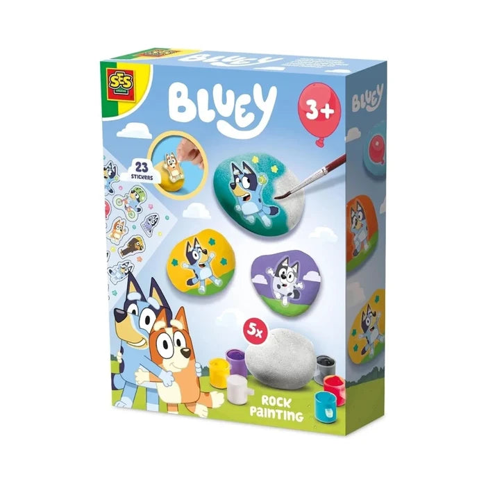 SES Creative Bluey Rock Painting Set - 5 Stones Paints & Stickers - ebebek
