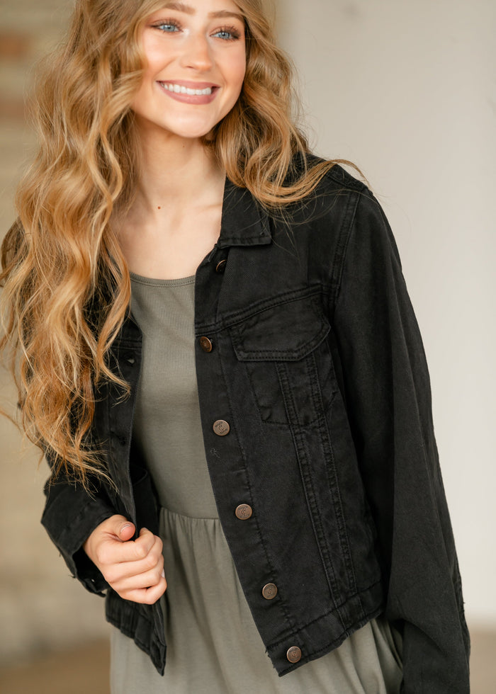 Shea Black Lightweight Denim Jacket IC Tops