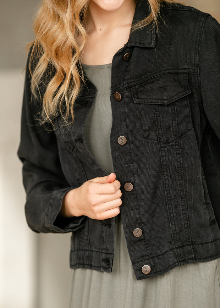 Shea Black Lightweight Denim Jacket IC Tops