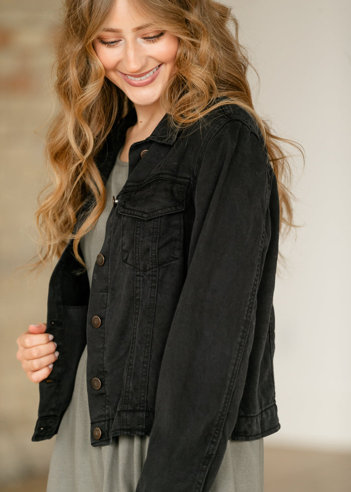 Shea Black Lightweight Denim Jacket IC Tops