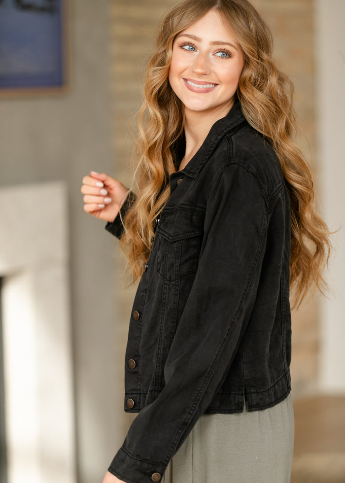 Shea Black Lightweight Denim Jacket IC Tops
