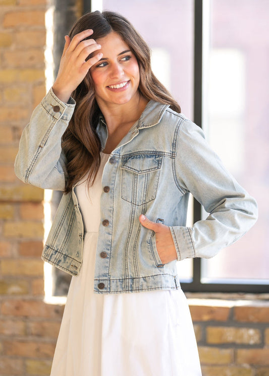 Shea Light Wash Lightweight Denim Jacket IC Layering Essentials