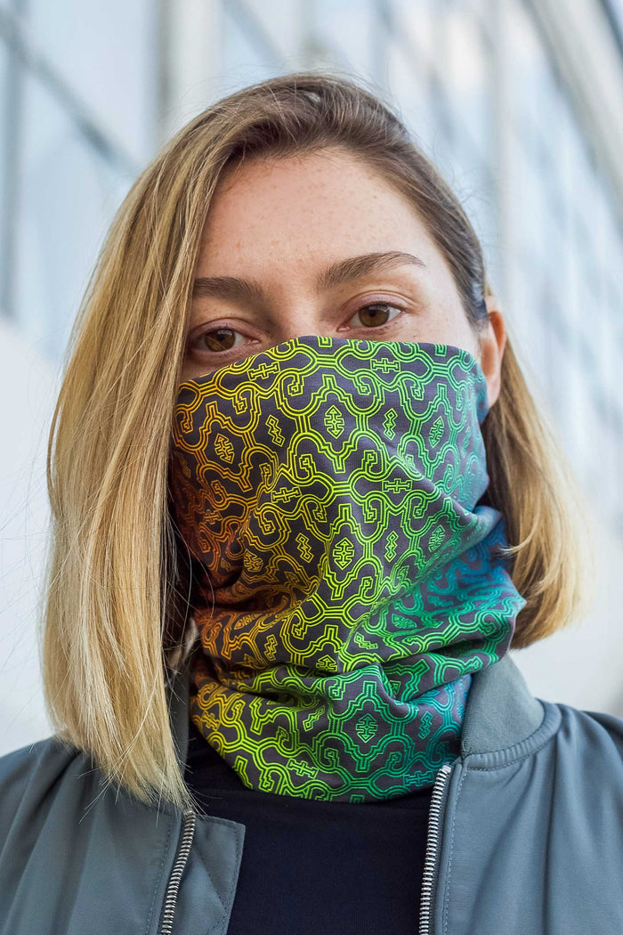 Shipibo Neck Gaiter Grey — Image 3 by Symbolika