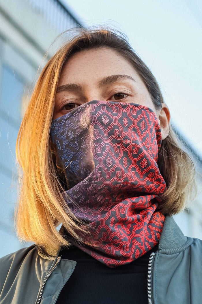 Shipibo Neck Gaiter Grey — Image 4 by Symbolika
