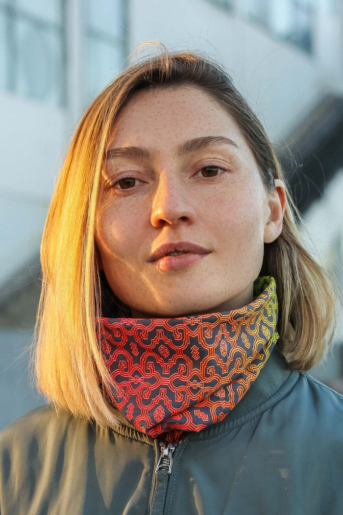 Shipibo Neck Gaiter Grey — Image 5 by Symbolika