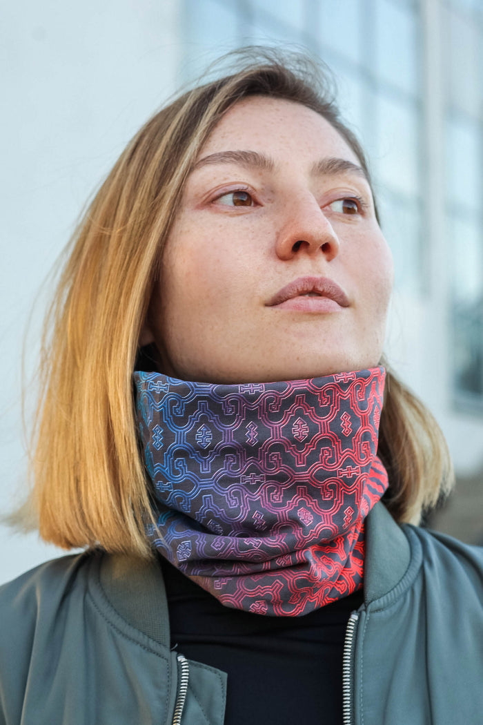 Shipibo Neck Gaiter Grey — Image 7 by Symbolika
