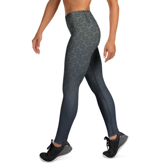 Shipibo Butterfly Amber Grey - Warm Gradient Yoga Leggings - symbolika