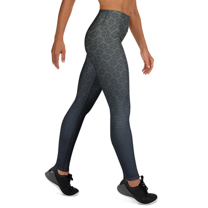 Shipibo Butterfly Amber Grey - Warm Gradient Yoga Leggings - symbolika