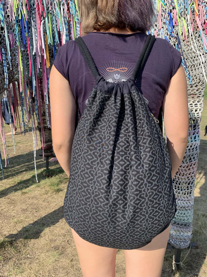Shipibo Drawstring Bag Drawstring Bag - Detail Close-Up by Symbolika