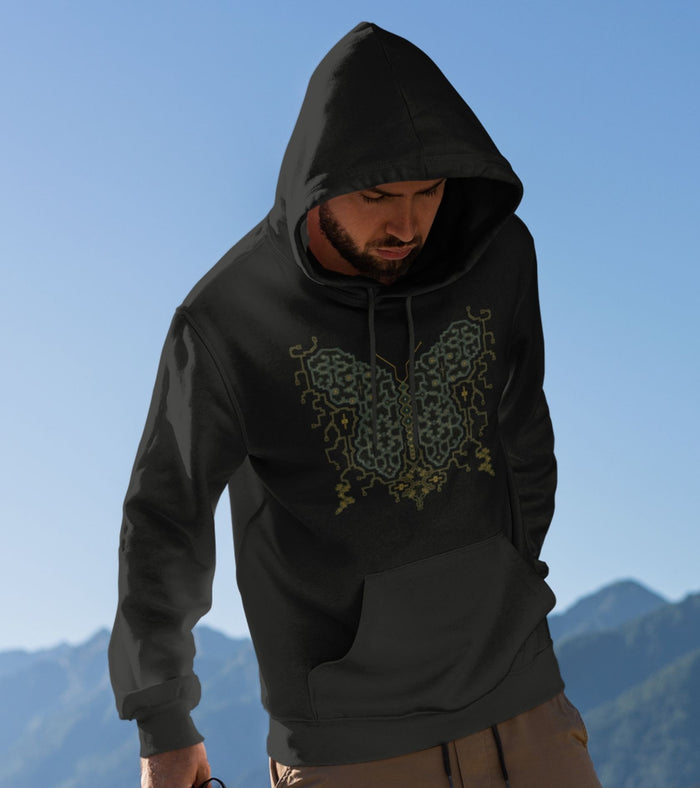 Shipibo Butterfly Hoodie Choice of Colors — visionary art by Symbolika