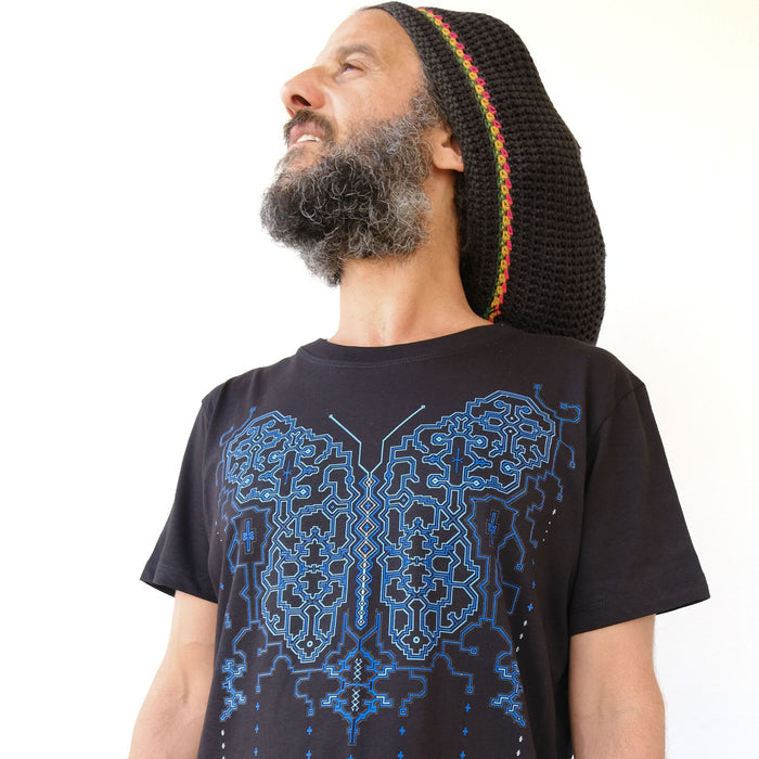 Shipibo Butterfly T-Shirt Black — Image 3 by Symbolika
