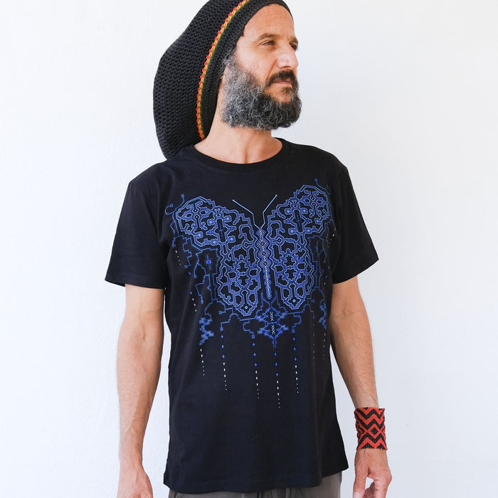 Shipibo Butterfly T-Shirt Black — Image 5 by Symbolika