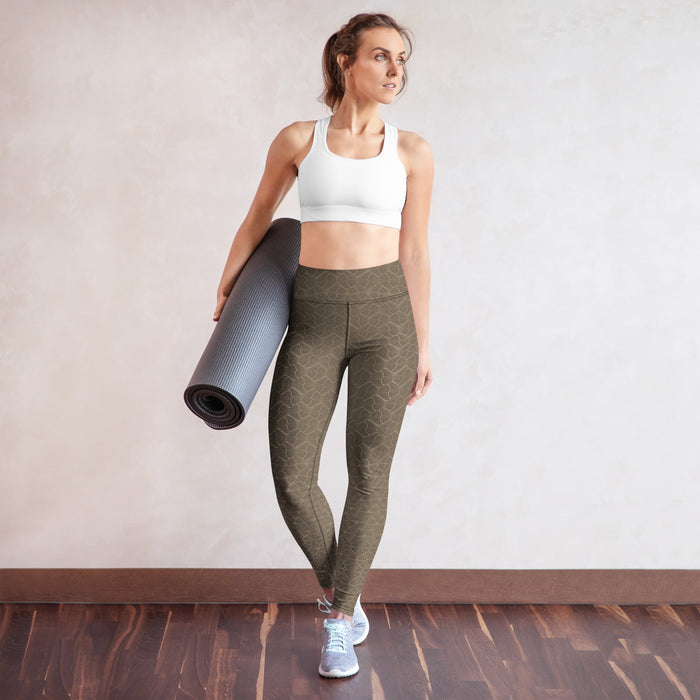 Shipibo Butterfly Soft Bark - Earthy Gradient Yoga Leggings - symbolika