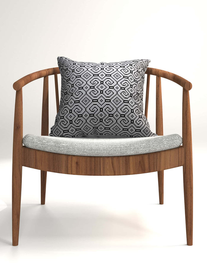 Shipibo - Conibo Cushion - Black on Grey - symbolika