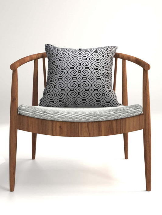Shipibo - Conibo Cushion - Black on Grey - symbolika