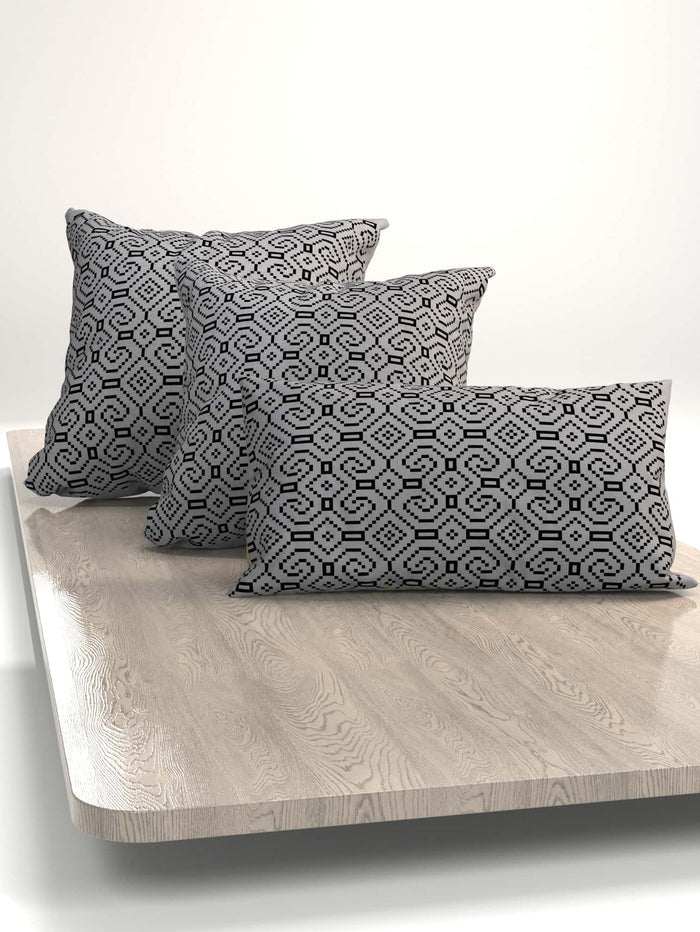 Shipibo - Conibo Cushion - Black on Grey - symbolika