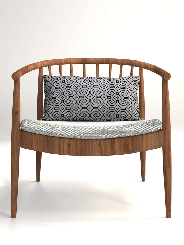 Shipibo - Conibo Cushion - Black on Grey - symbolika