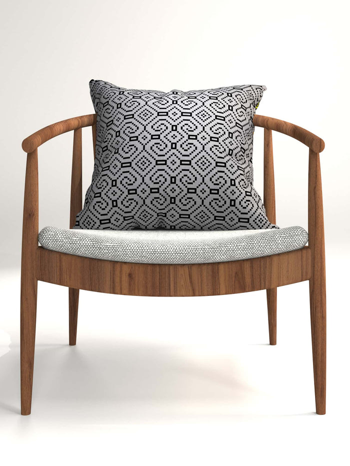 Shipibo - Conibo Cushion - Black on Grey - symbolika