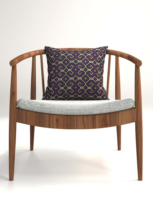 Shipibo - Conibo Cushion - Purple Beige on Black - symbolika