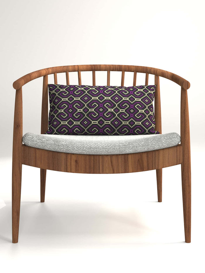 Shipibo - Conibo Cushion - Purple Beige on Black - symbolika