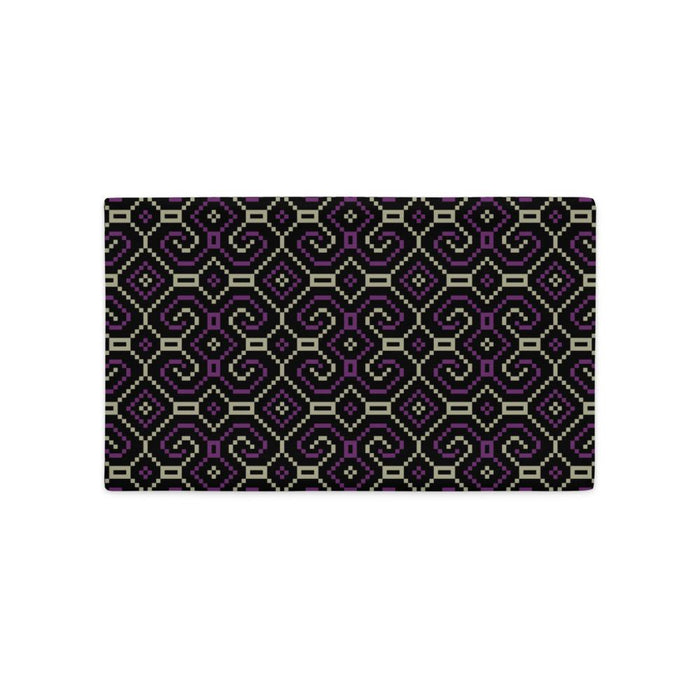 Shipibo - Conibo Cushion - Purple Beige on Black - symbolika