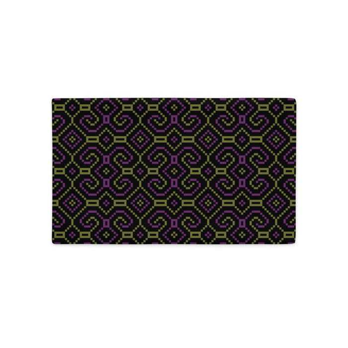 Shipibo - Conibo Cushion - Purple Olive on Black - symbolika